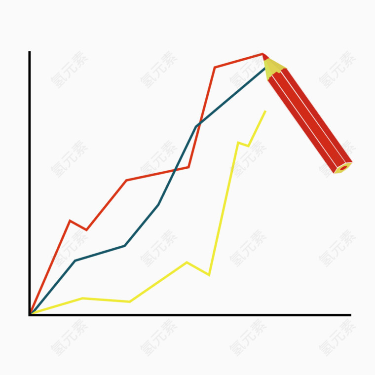 矢量坐标折线线型图铅笔坐标图