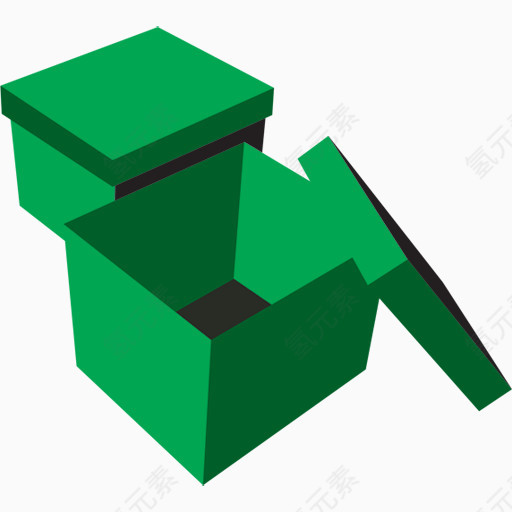 盒绿色3D推动者图标
