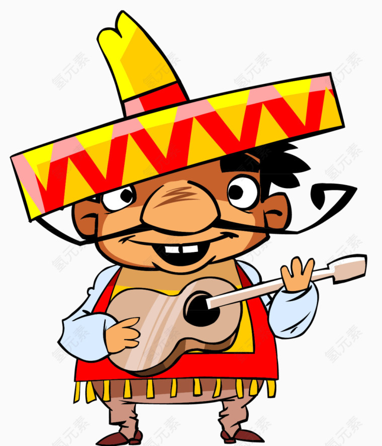 弹尤克里里的墨西哥人形象