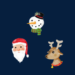 圣诞节圣诞老人和鹿和雪人