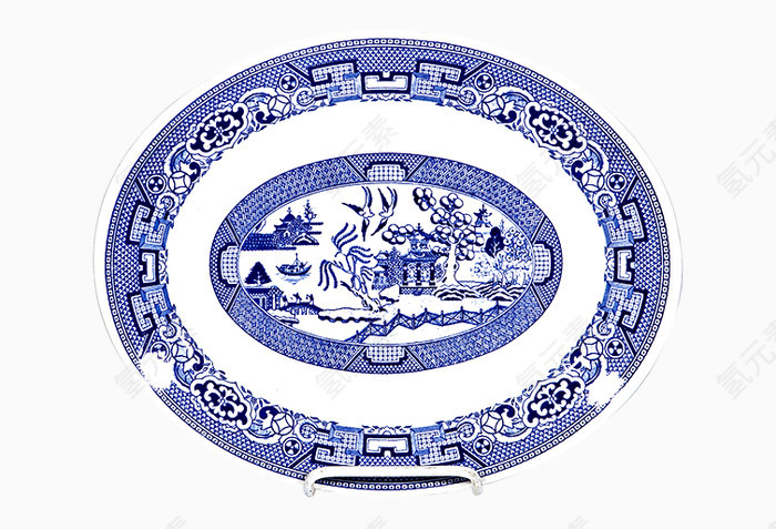 中国风蓝花瓷盘