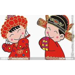 中国风浪漫卡通婚庆小情侣
