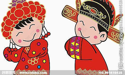 中国风浪漫卡通婚庆小情侣