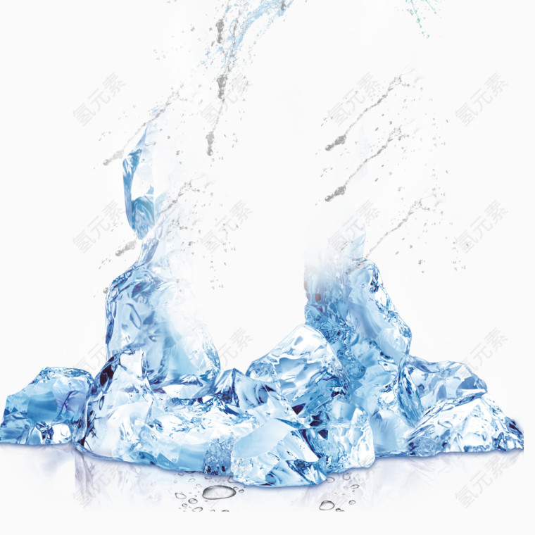 蓝色透明冰块