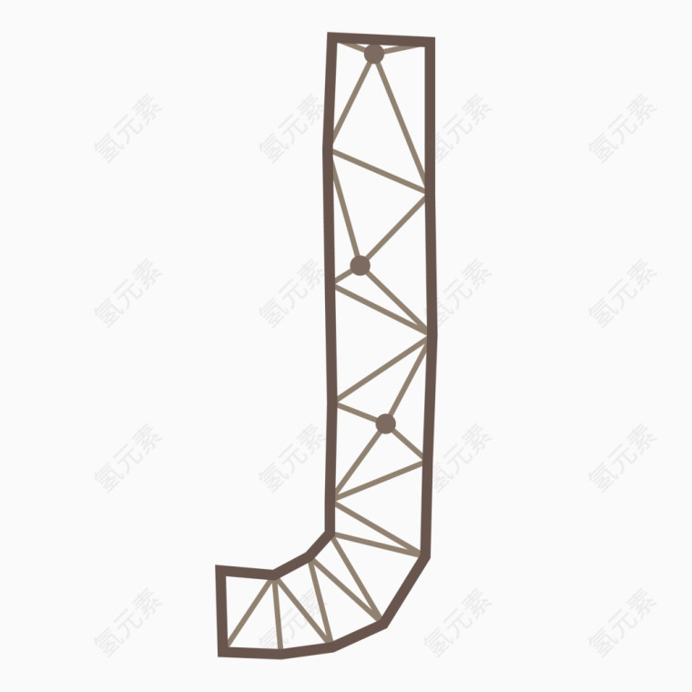 线框三角形几何字母J