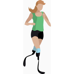 卡通手绘残疾女孩跑步