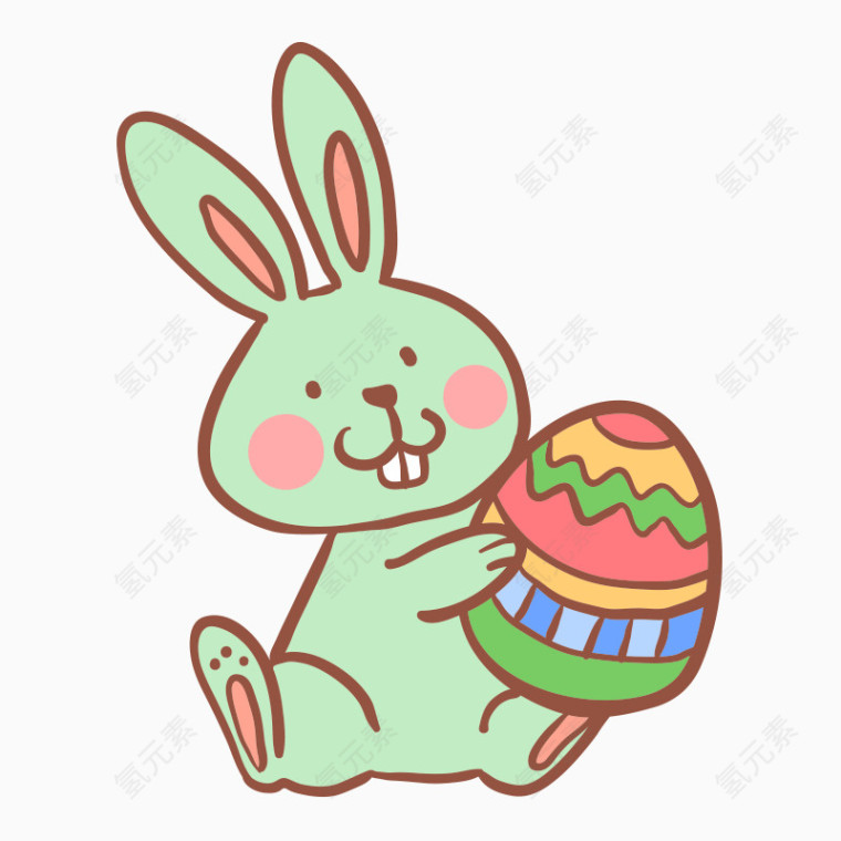 卡通兔子抱彩蛋