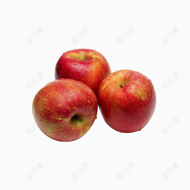 3个红色苹果PNG元素