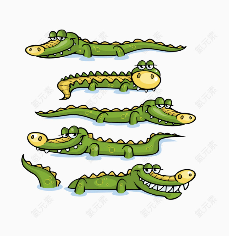 卡通绿色鳄鱼合集