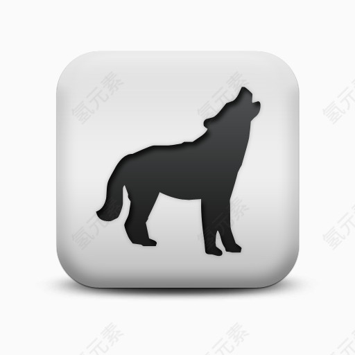 不光滑的白色的广场图标动物动物狼Animals-Icons