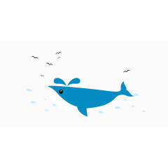 蓝色海洋卡通鲸鱼婴儿类专题png素材