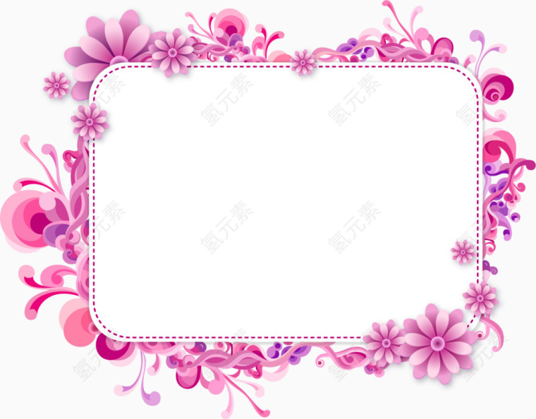 清新唯美粉色花朵边框