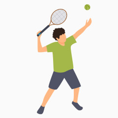 卡通手绘男孩发网球