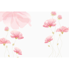 粉色的花朵元素手绘水彩背景