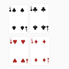 扑克牌 4花色 数字4