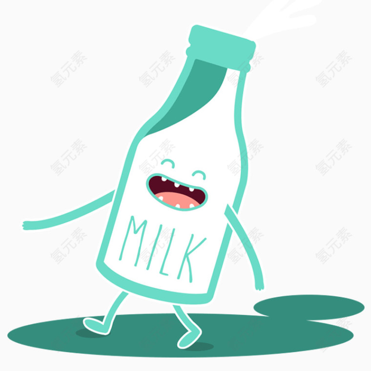 可爱卡通手绘牛奶瓶
