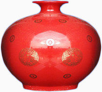 红色大肚中国风花瓶