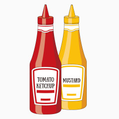 卡通手绘两瓶番茄酱