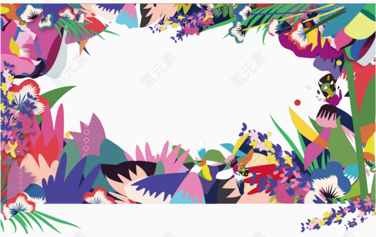 手绘扁平化花朵背景PNG