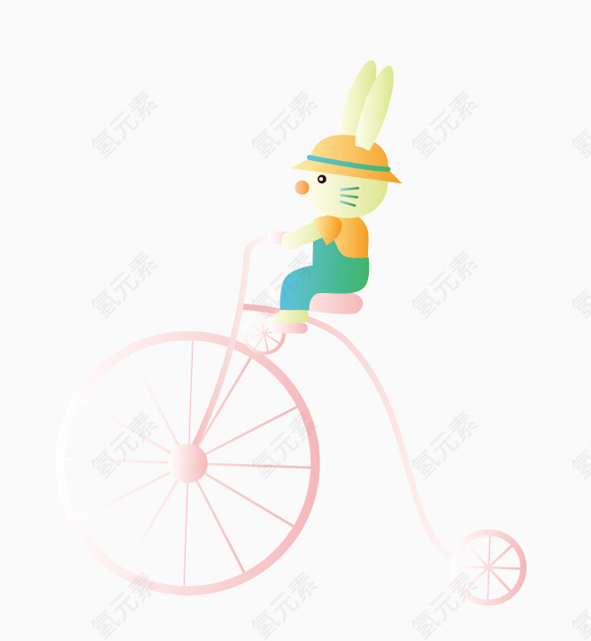 小清新卡通装饰小兔子骑单车