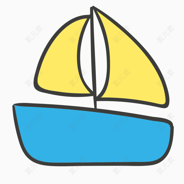 卡通手绘夏日元素帆船