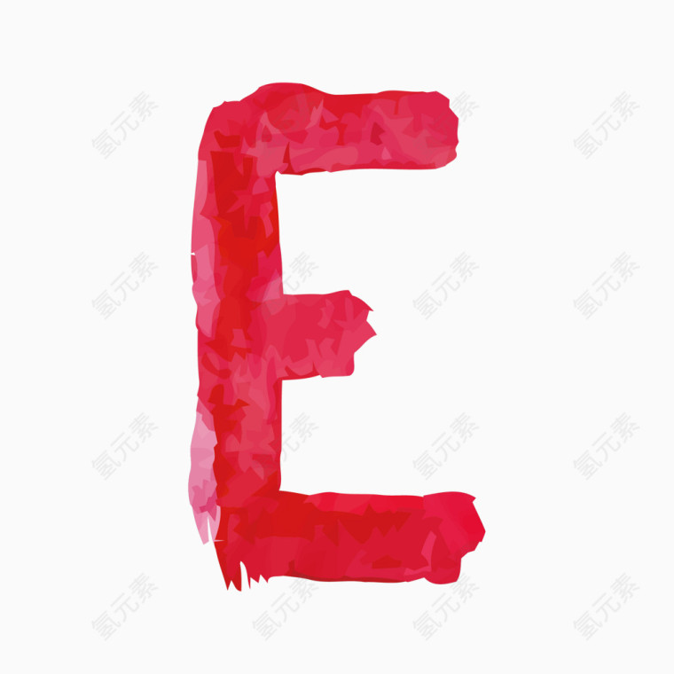 红色水彩字母字体E