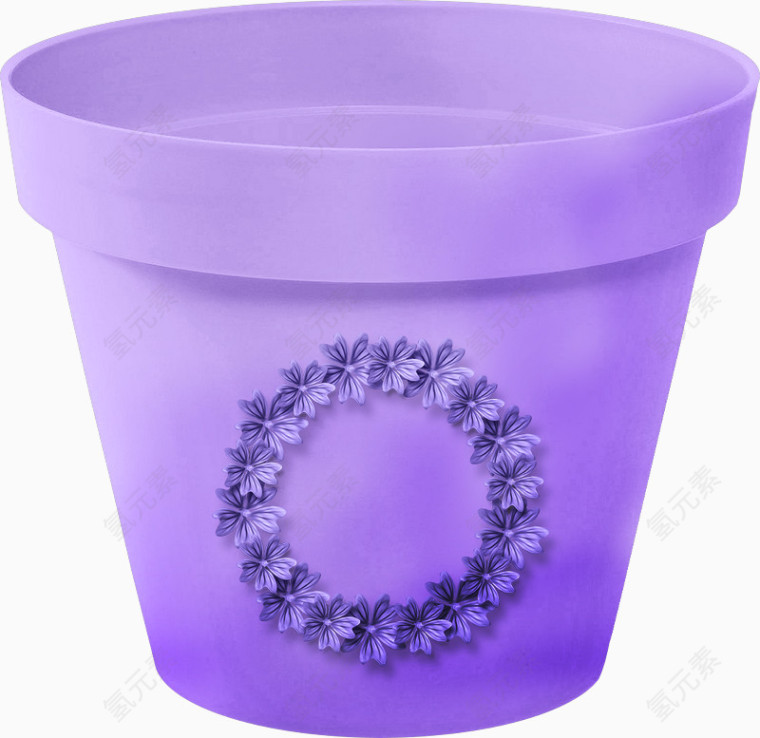 紫色小花垃圾桶