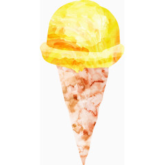 水彩画黄色冰淇淋