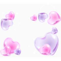 四款粉红色紫色透明的心矢量素材合集