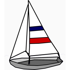 帆船简易画卡通手绘装饰元素