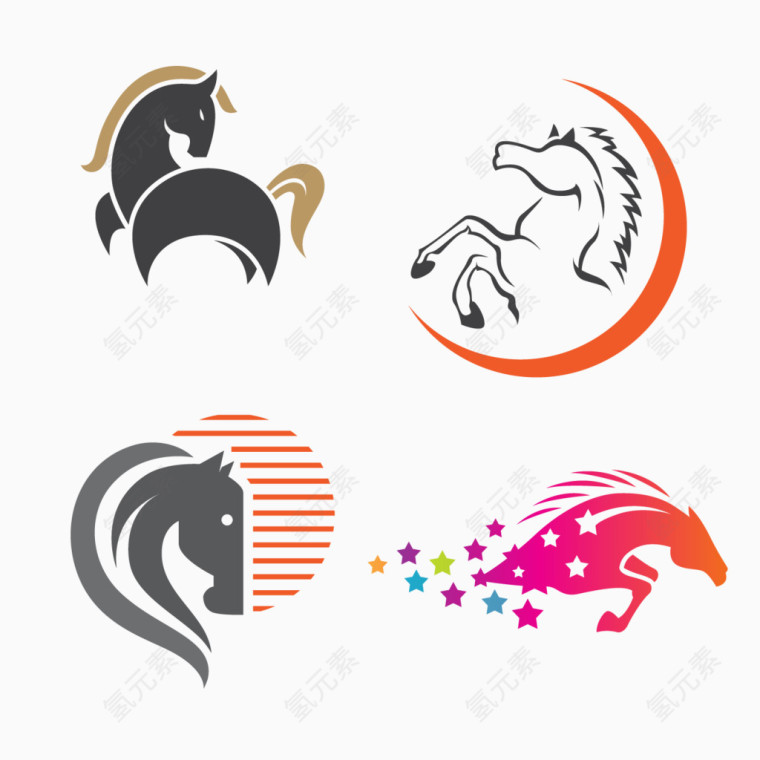 马类立体logo设计