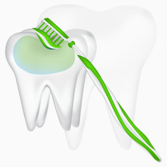 绿色牙刷与矢量牙齿