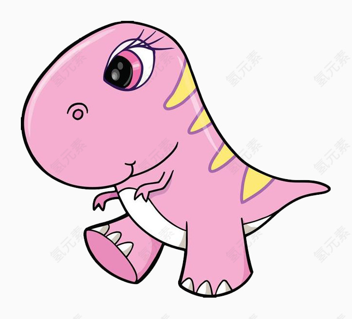 卡通手绘粉色的小恐龙