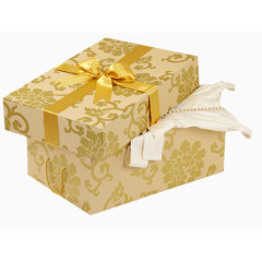金色花纹丝带礼物盒装扮