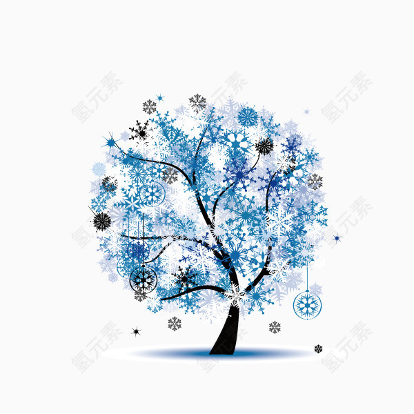 装饰图案  海报banner背景 彩绘 天蓝色  树木