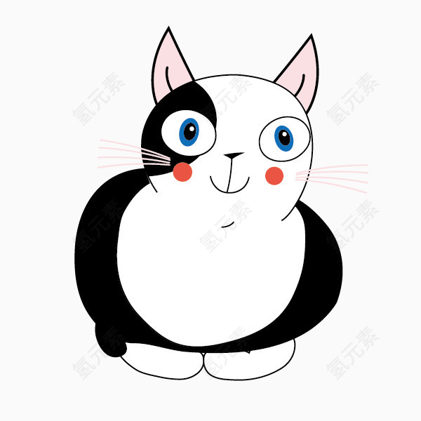 卡通手绘动物黑白猫