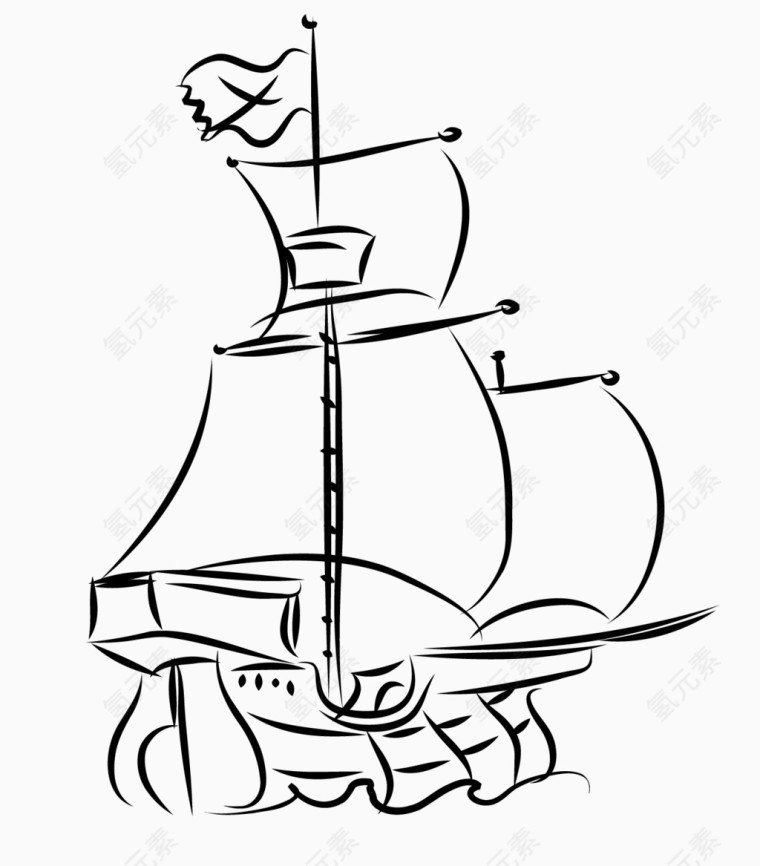 简笔画海盗船