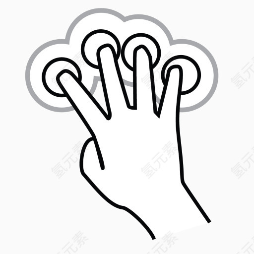 四个手指双利用gestureworks-icons