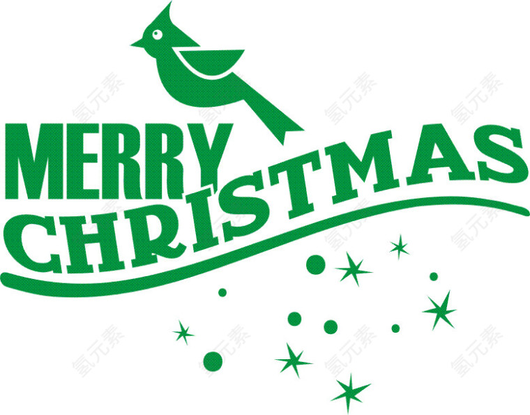 绿色圣诞节快乐字体