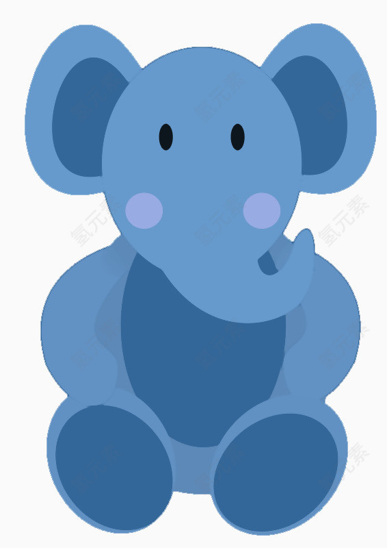 蓝色的卡通大象元素