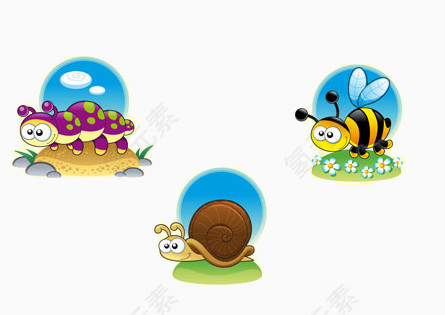 卡通图案毛毛虫蜗牛蜜蜂