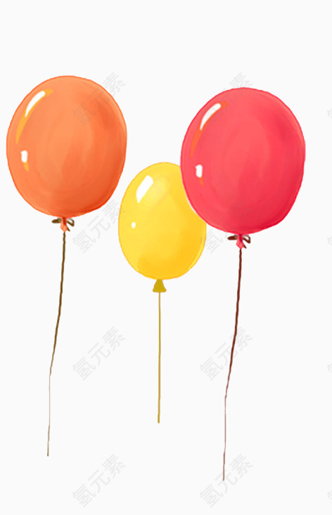 三个彩色的气球手绘卡通