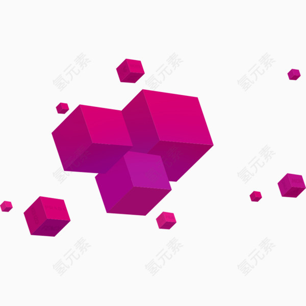 紫色几何立体方块