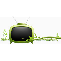 树枝和绿色电视