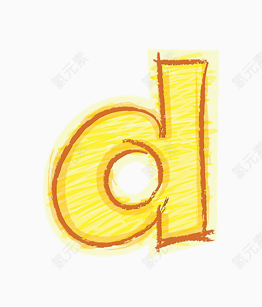 橙色手绘字母d