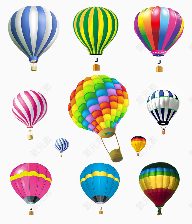 各种彩色热气球
