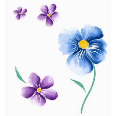 手绘蓝紫色小花