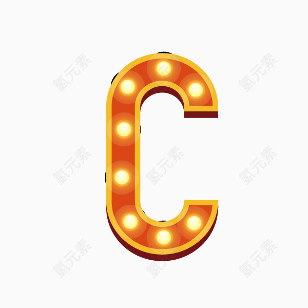 数字字母 字母C 霓虹灯字体
