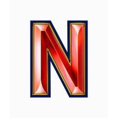 红色立体字母N