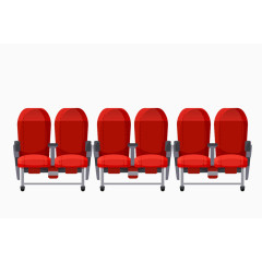 卡通手绘一排红色的座位